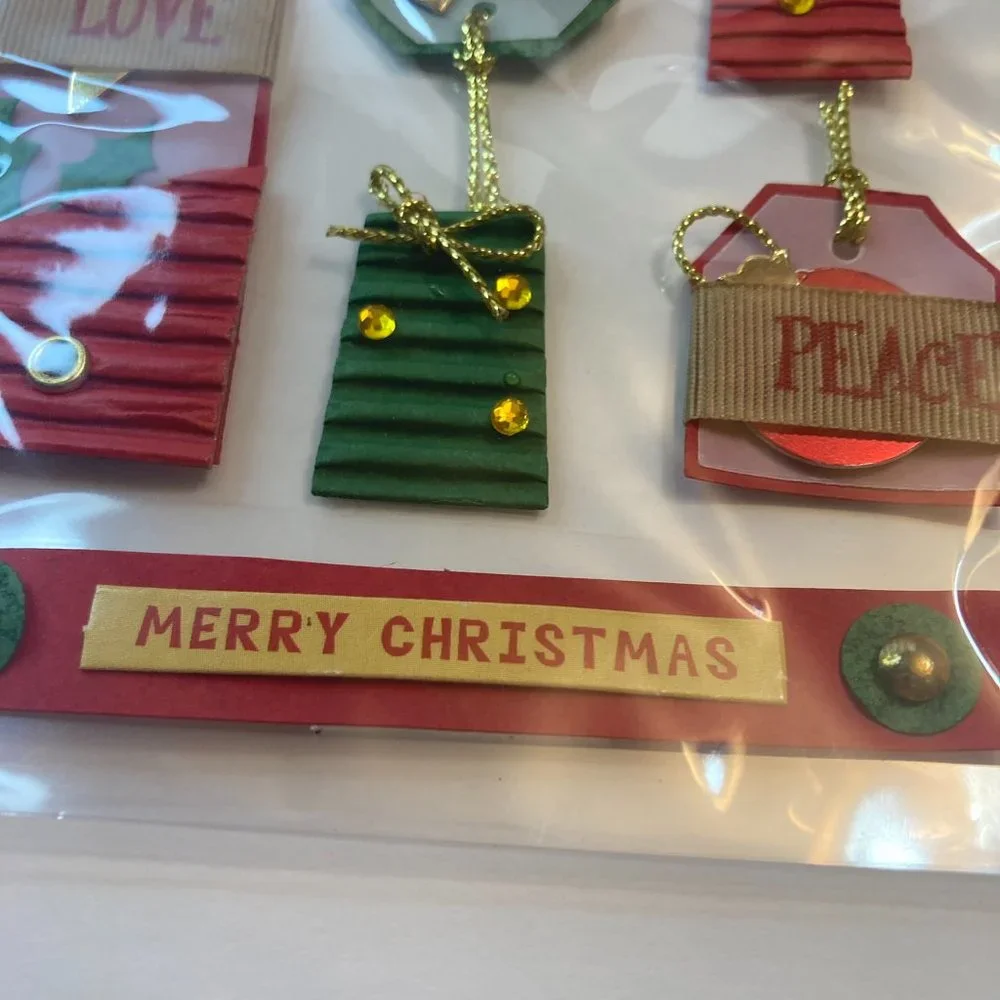 Scrapbook Embellishments Stickers Merry Christmas Gifts Tags Paper Crafts Cards